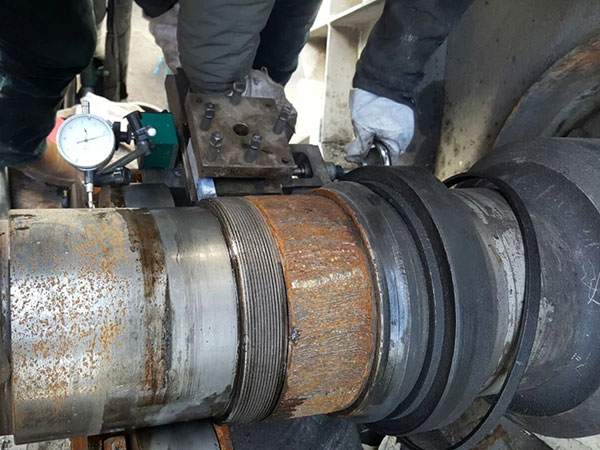 窑尾大风机轴承位在线修复